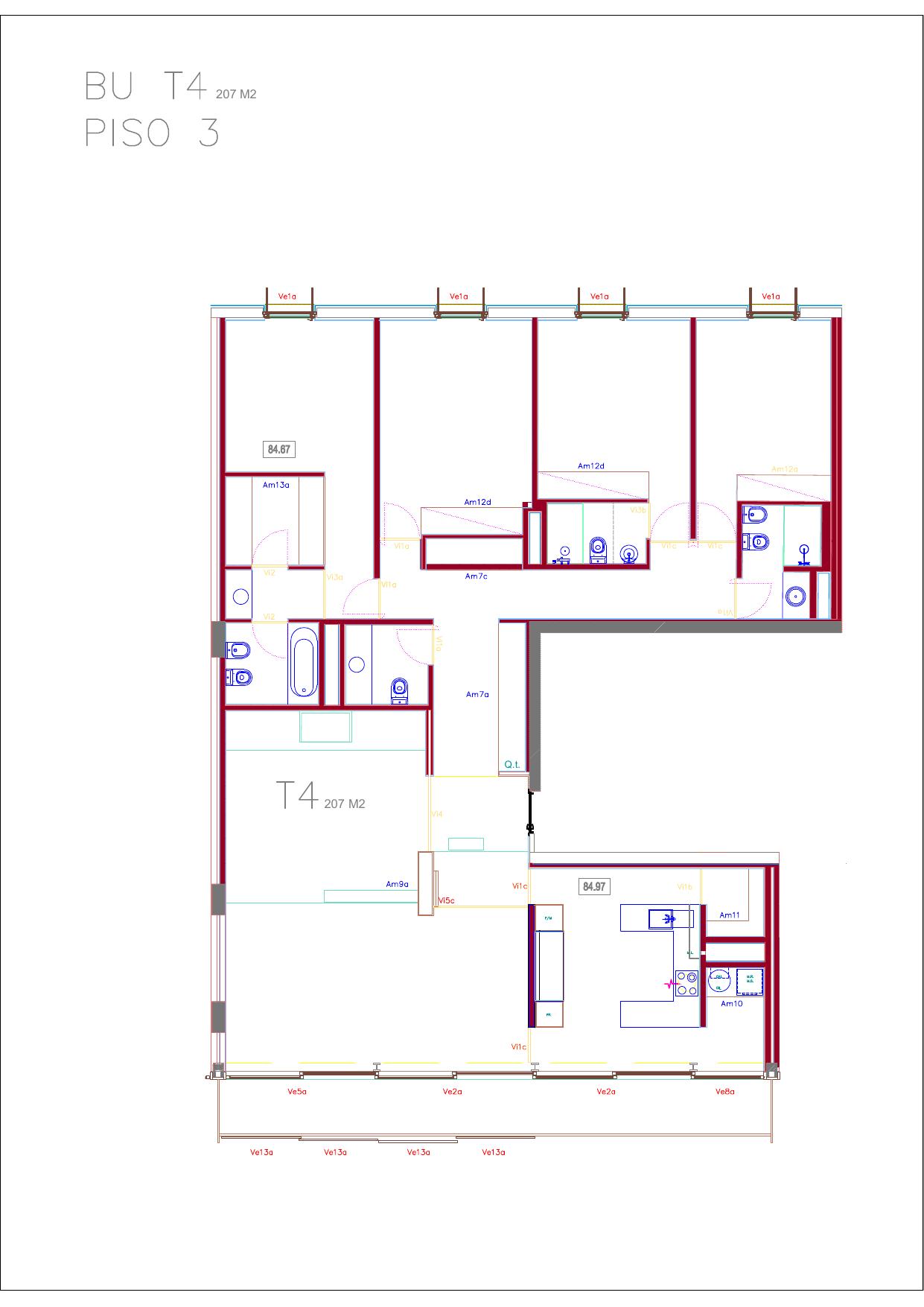 Planta da fração BU (T4, 3º ESQ)
