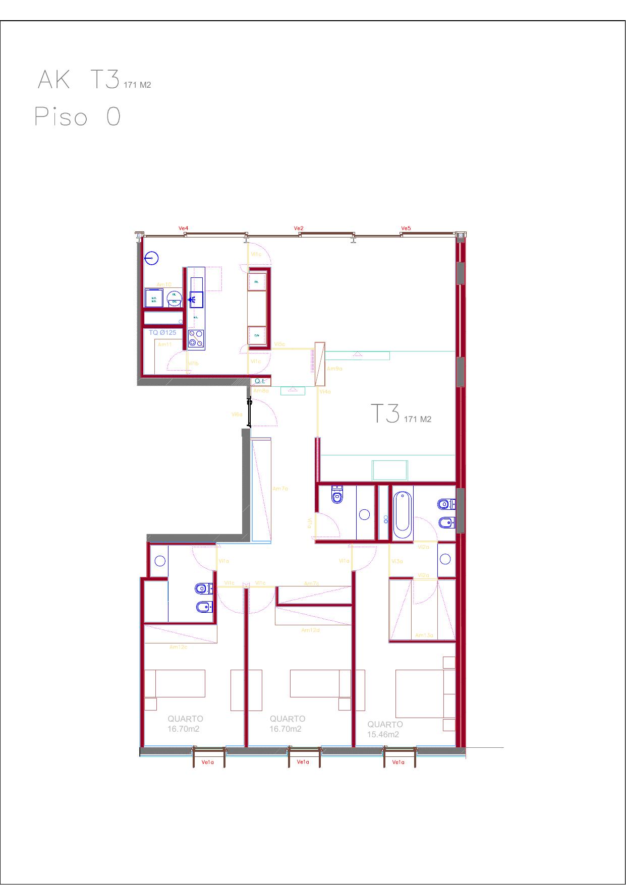 Planta da fração AK (T3, R/C ESQ)