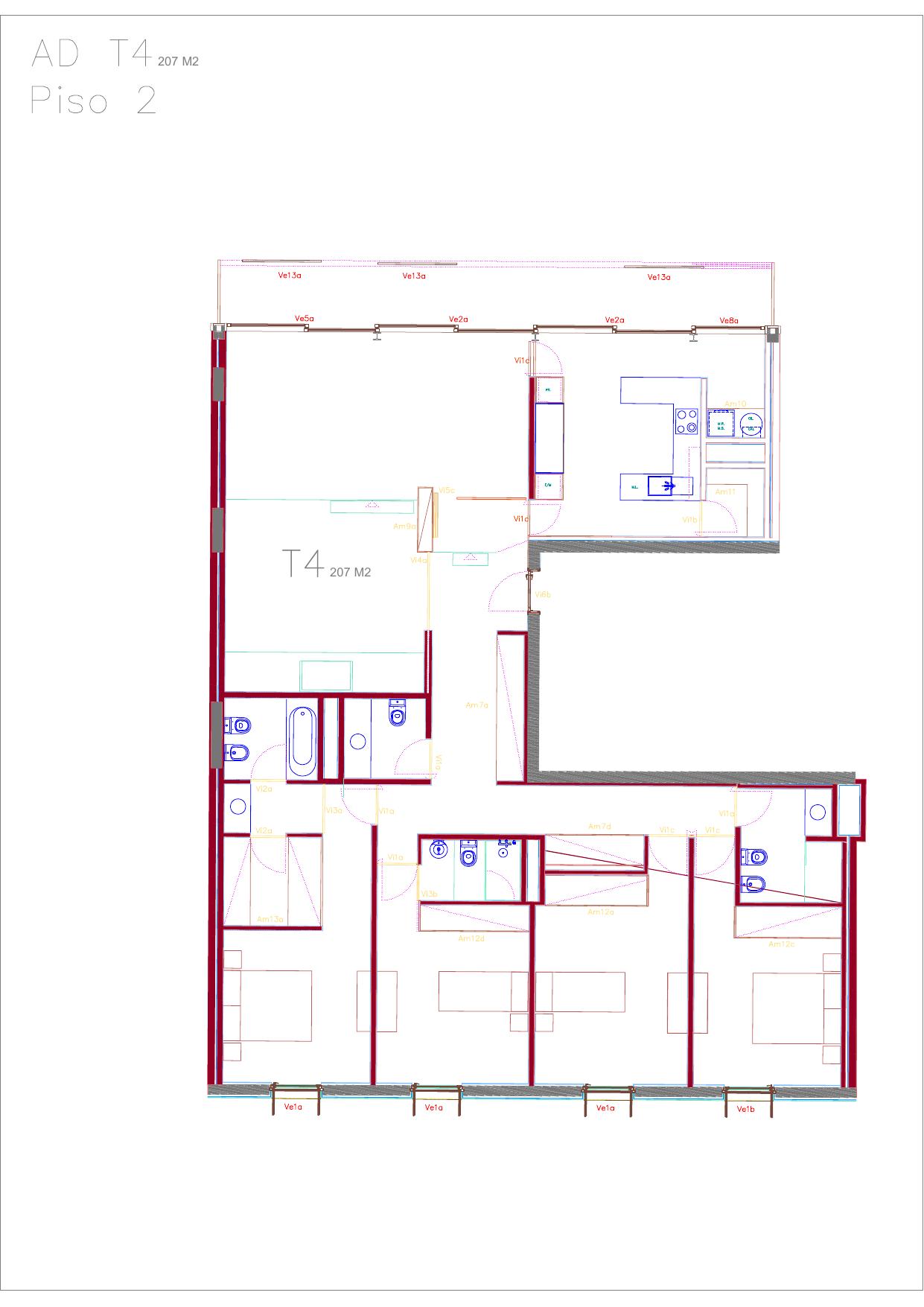 Planta da fração AD (T4, 2º DTO)