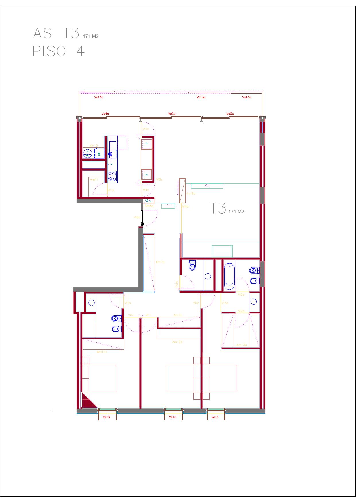 Planta da fração AS (T3, 4º ESQ)