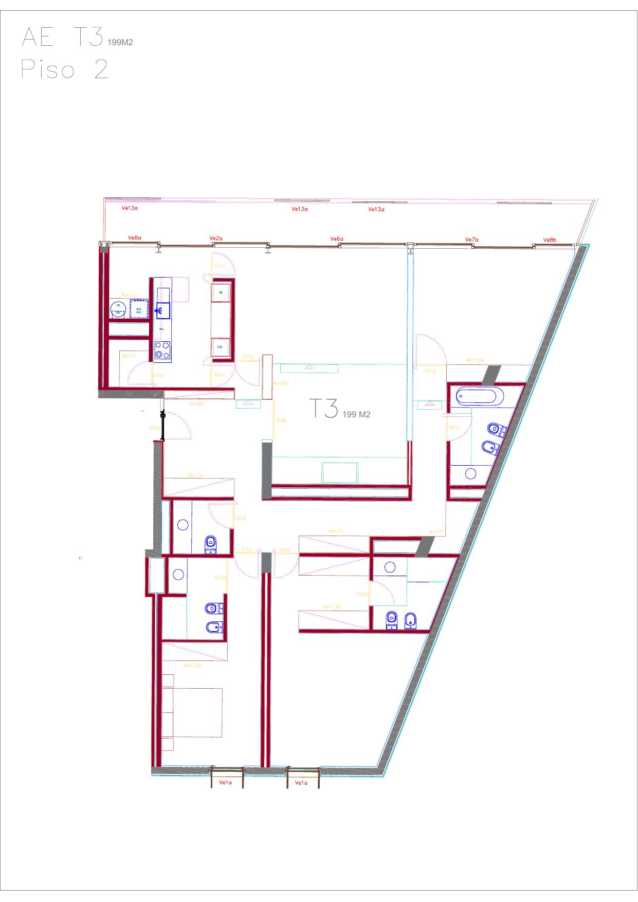 Planta da fração AE (T3, 2º ESQ)