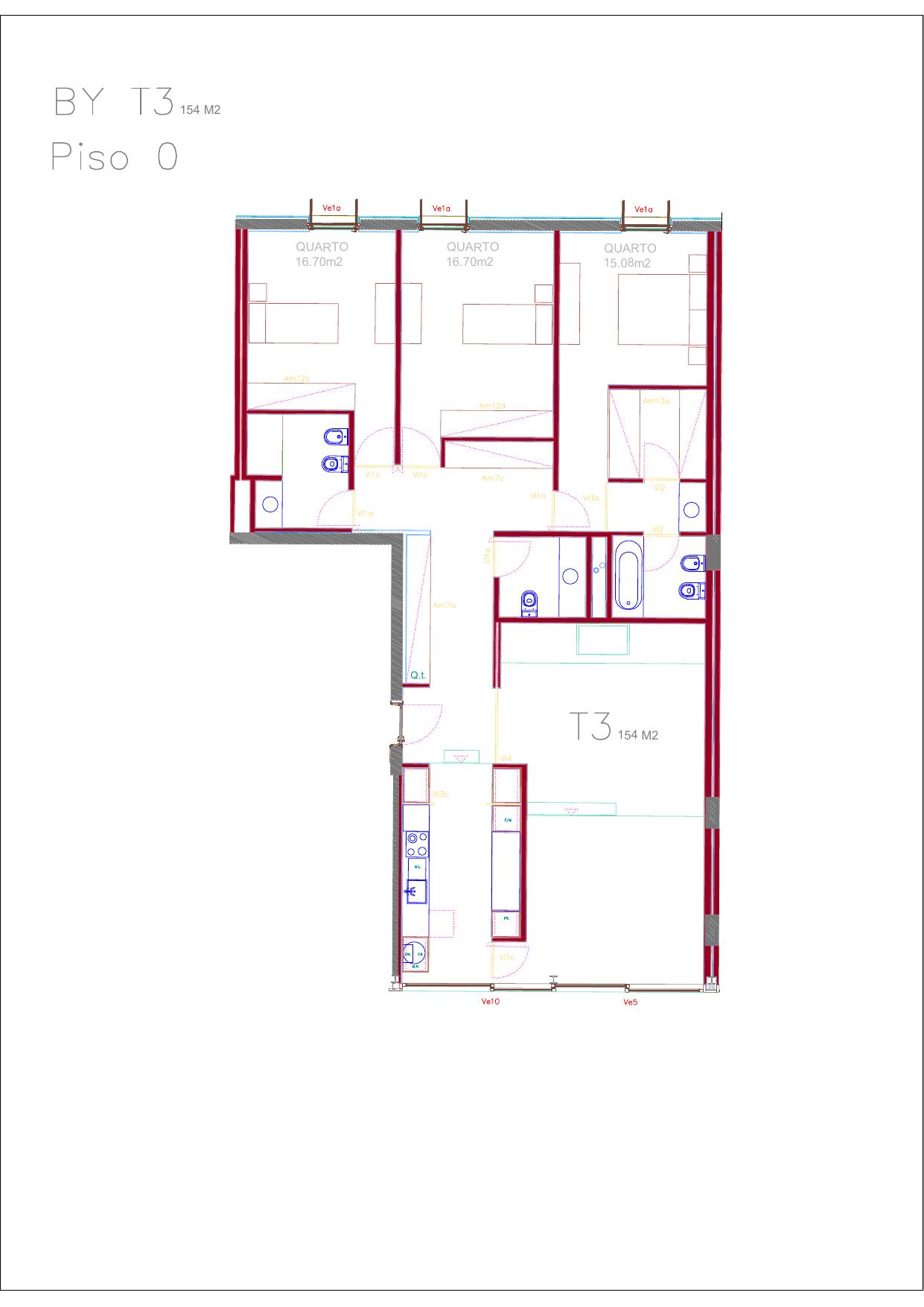 Planta da fração BY (T3, R/C DTO)