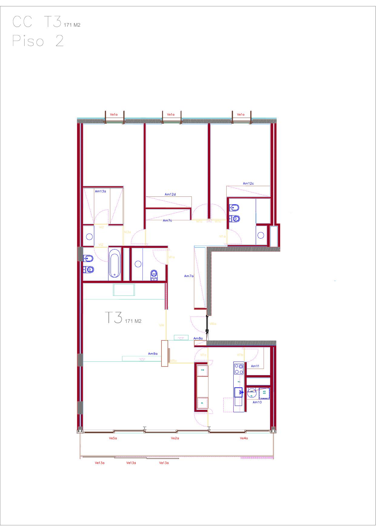 Planta da fração CC (T3, 2º ESQ)
