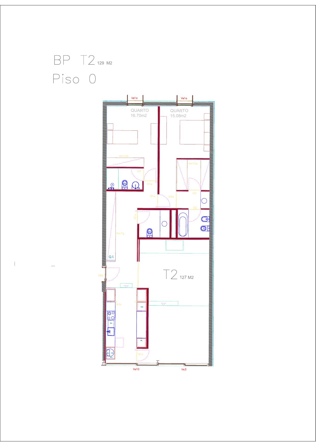 Planta da fração BP (T2, R/C DTO)