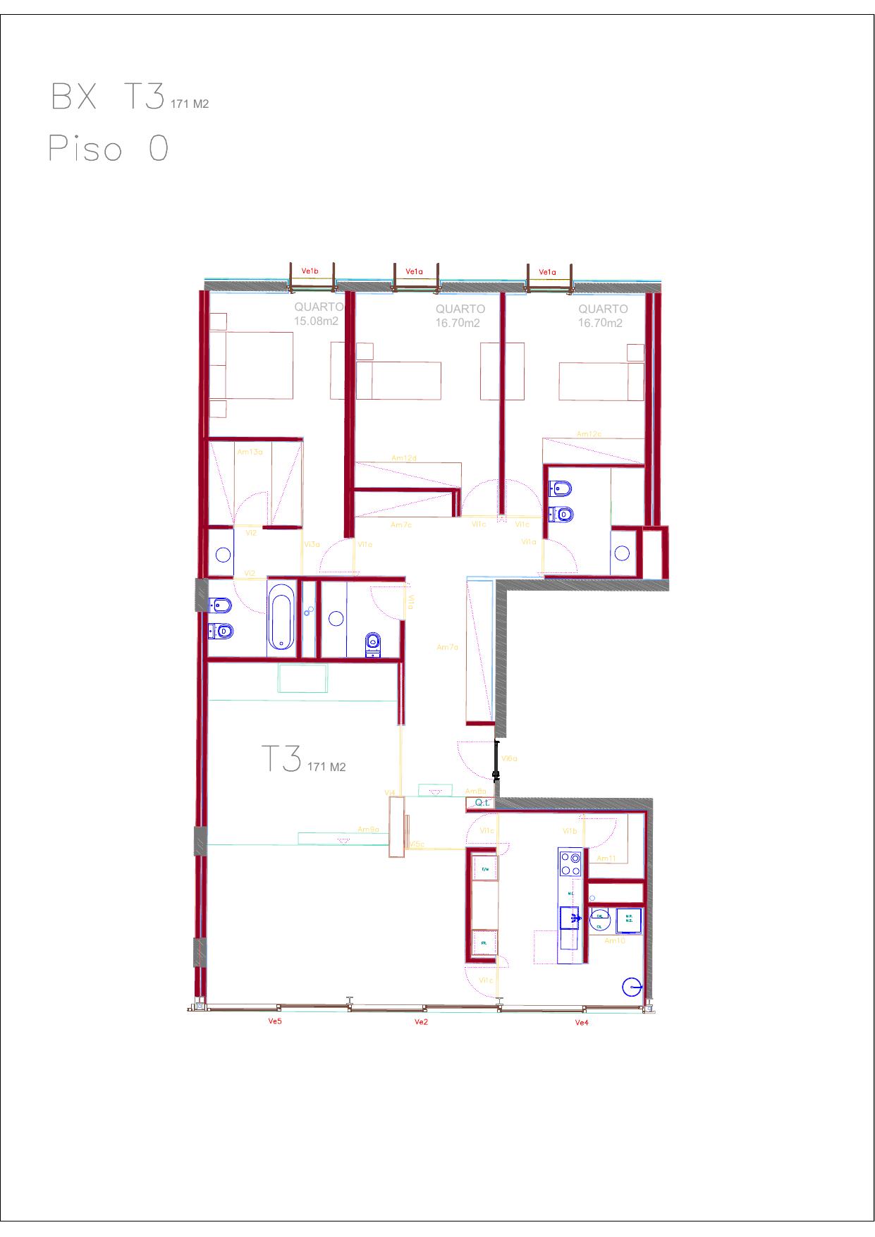 Planta da fração BX (T3, R/C ESQ)