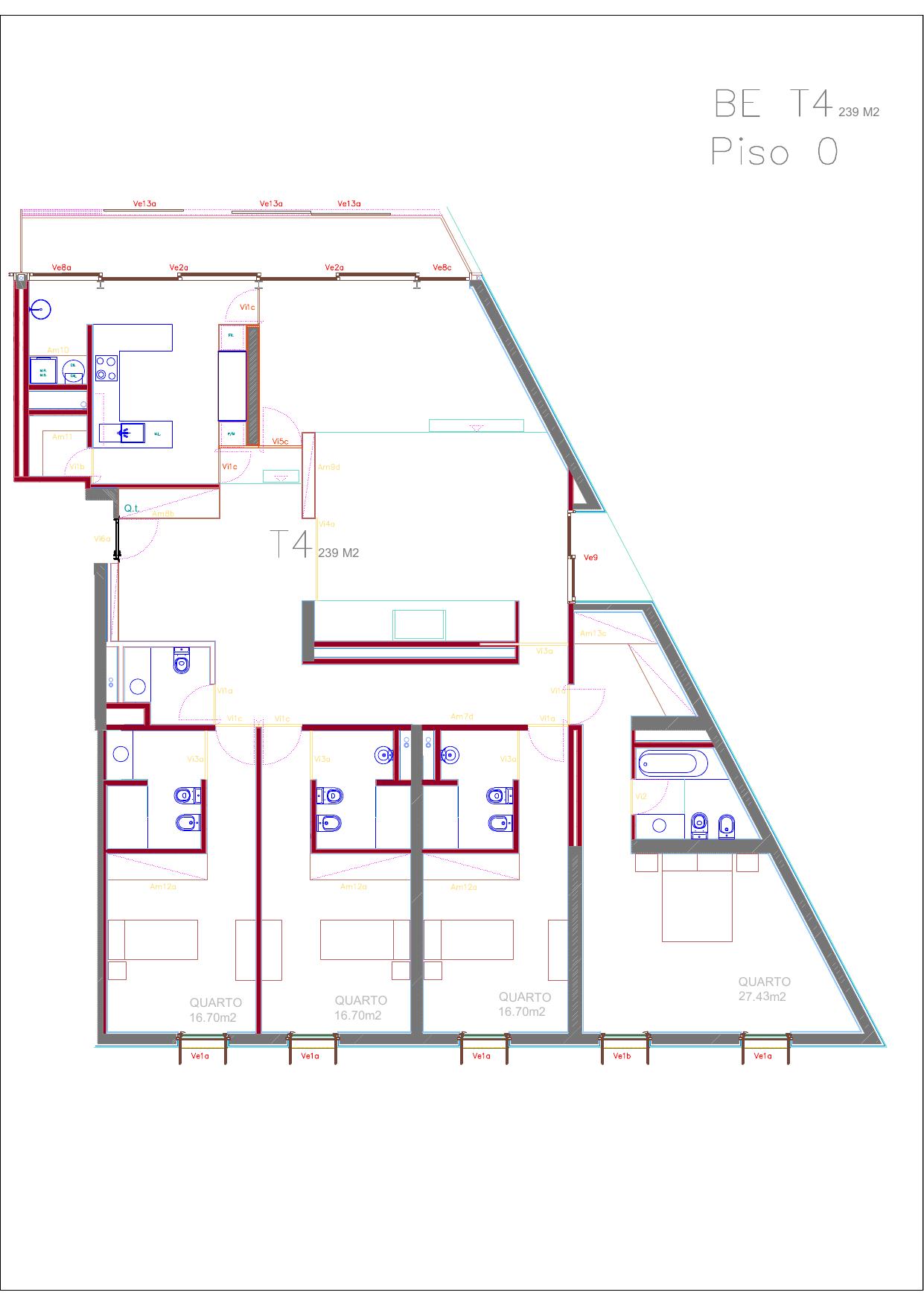 Planta da fração BE (T4, R/C DTO)