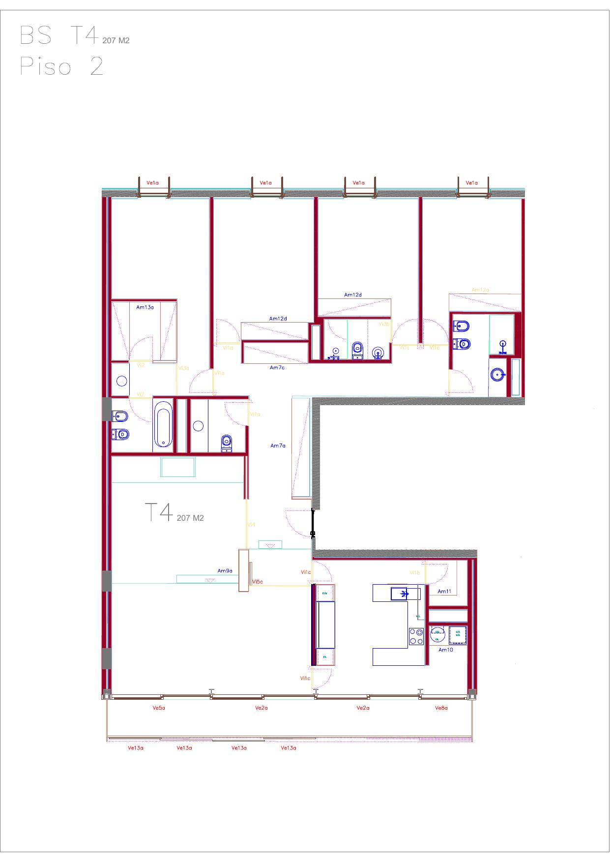 Planta da fração BS (T4, 2º ESQ)