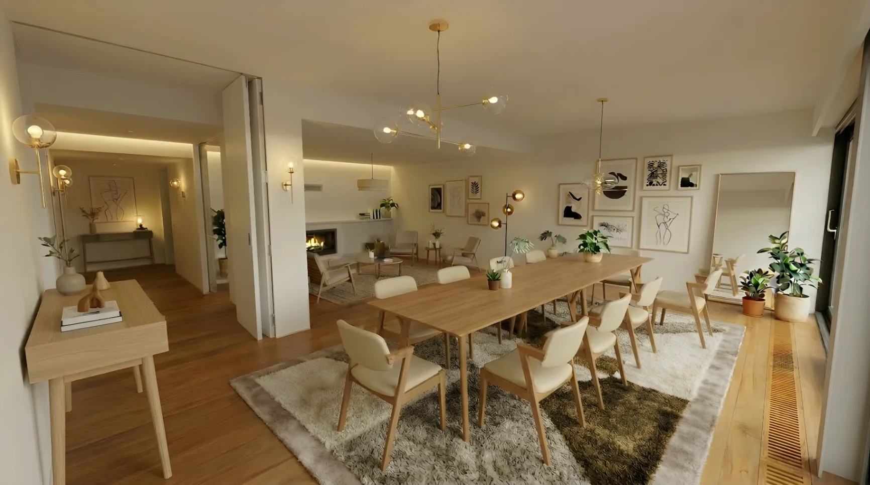 Living and dining room interior of the development