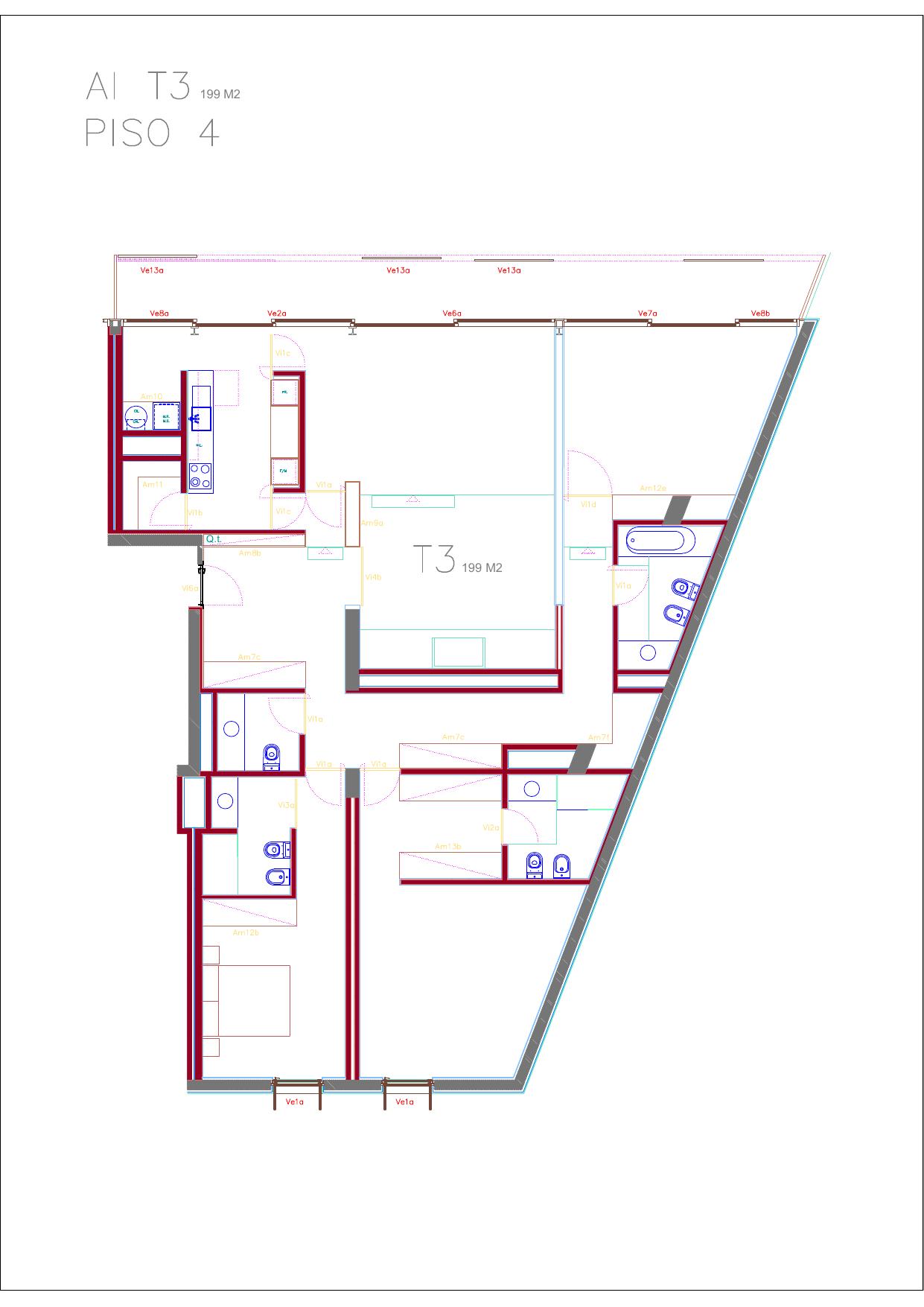 Planta da fração AI (T3, 4º ESQ)